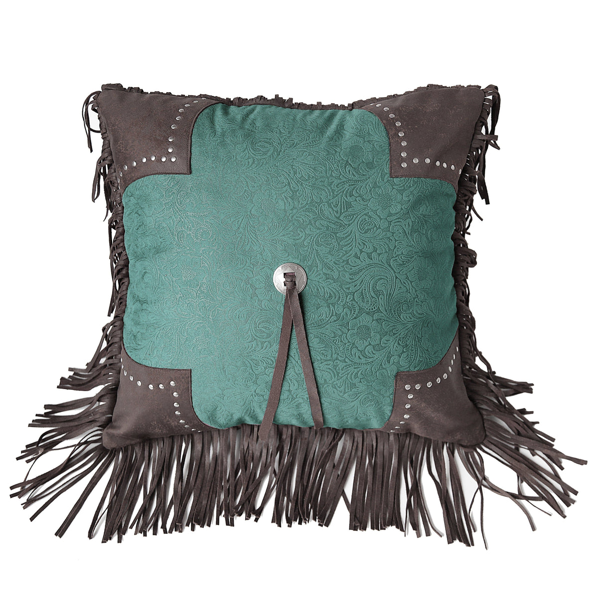 Cheyenne Scalloped Edge Throw Pillow, 18" x 18", Turquoise, 1PC