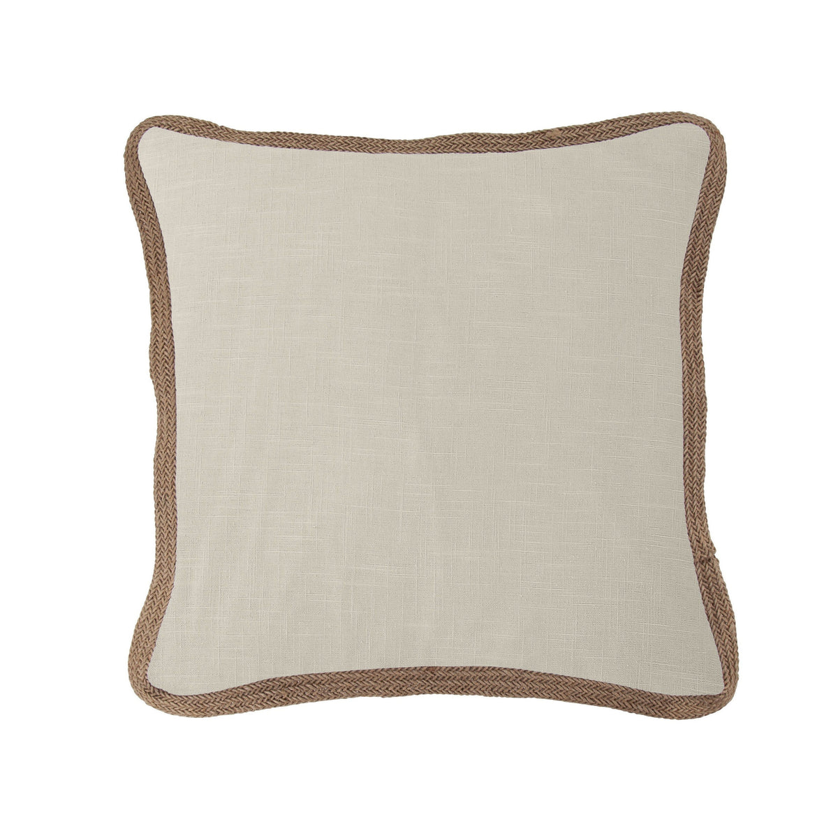 Luna Washed Linen Jute Trimmed Pillow, 20" x 20", Light Tan, 1PC