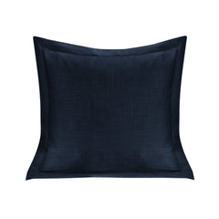 Luna Single Flanged Washed Linen Pillow, 20" x 20", Navy, 1PC