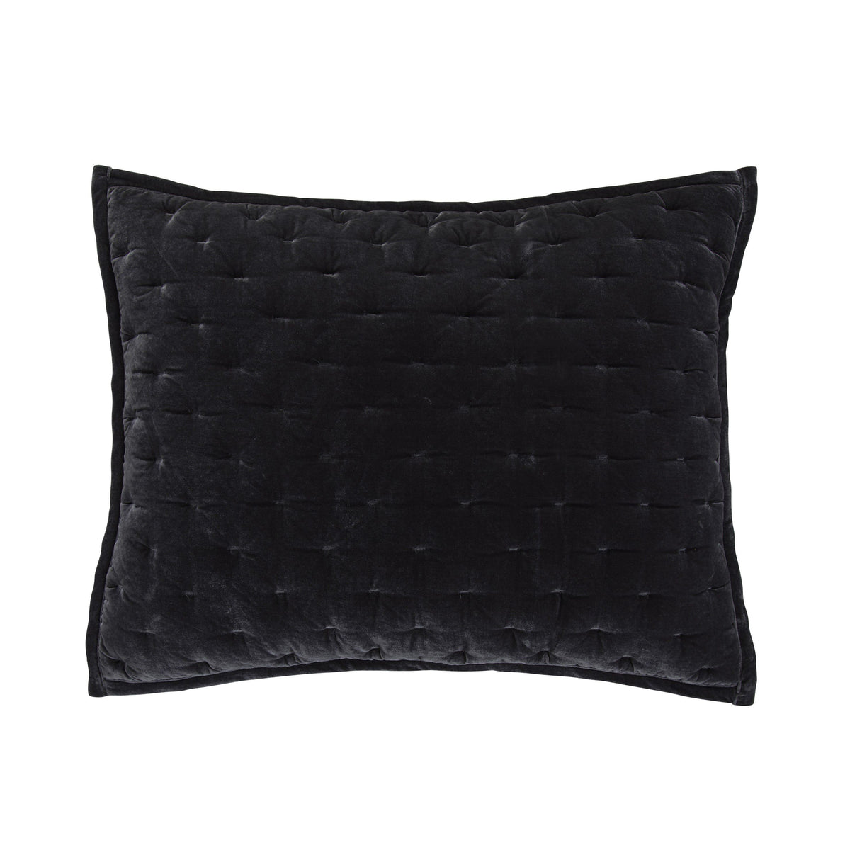 Stella Faux Silk Velvet Pillow Sham, 21" x 27", Black, 1PC