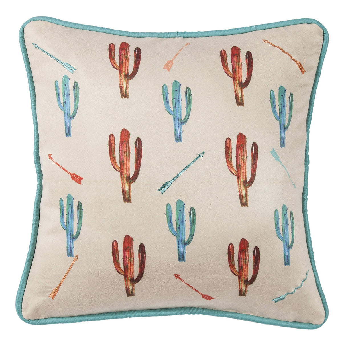 Serape Cactus Throw Pillow with Embroidery Details, 18" x 18", 1PC