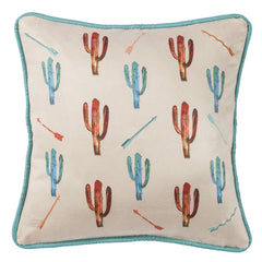 Serape Cactus Throw Pillow with Embroidery Details, 18" x 18", 1PC