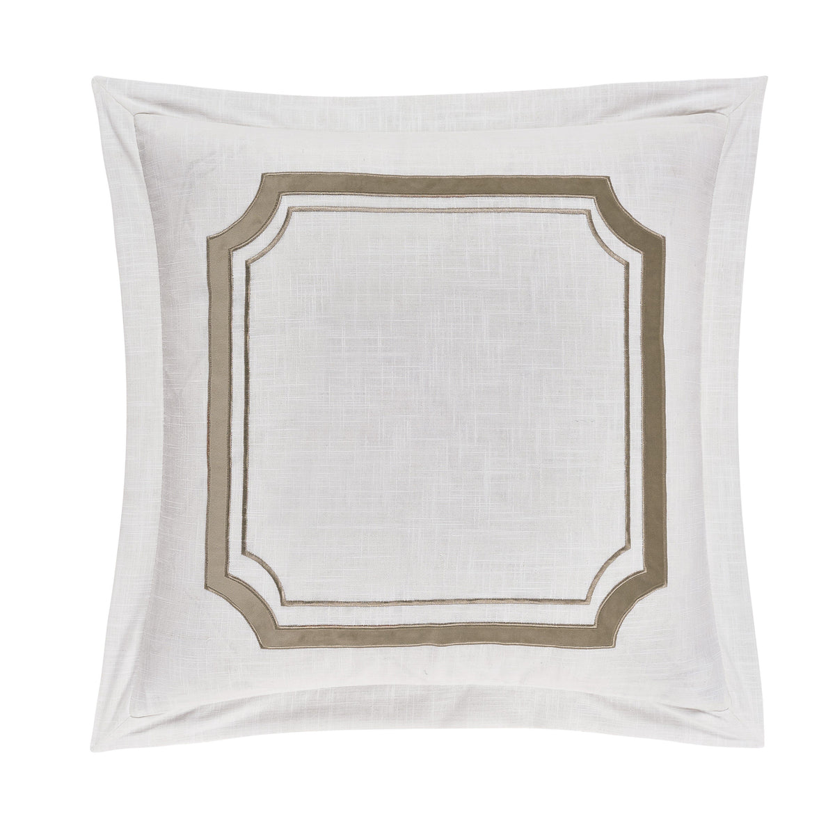 Velvet Embroidered Euro Sham, 27" x 27", Oatmeal, 1PC
