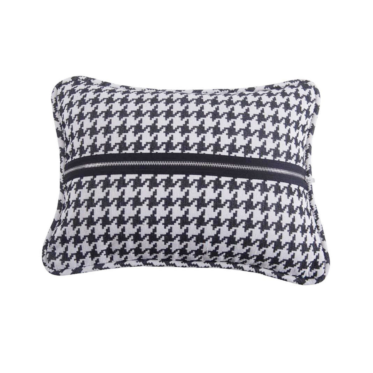 Hamilton Houndstooth Piping & Zipper Detailed Pillow, 13" x 17", 1PC