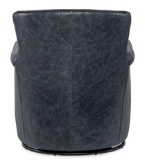 Swivel Club Leather Chair - Blue