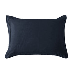 Hera Washed Linen Tailored Dutch Euro Pillow, 27" x 39", Navy, 1PC
