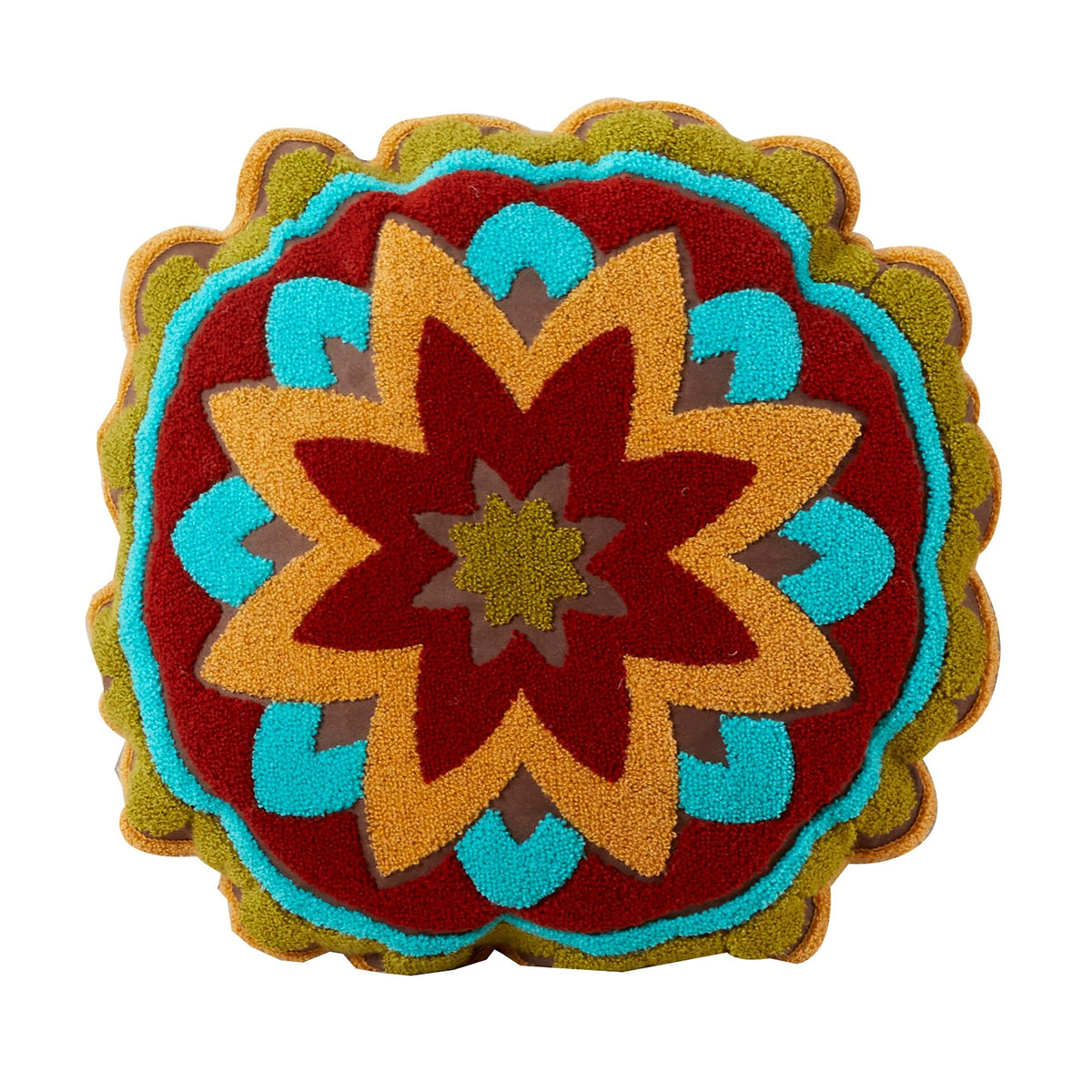 Tammy Crewel Embroidery Round Box Throw Pillow, 18" x 18", 1PC