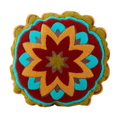 Tammy Crewel Embroidery Round Box Throw Pillow, 18" x 18", 1PC