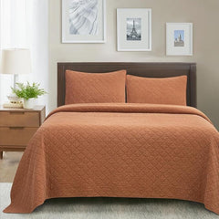 Stonewashed Cotton Gauze Quilt Set, Twin, Copper, 2PC