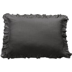 Lily Washed Linen Ruffled Dutch Euro Pillow, 27" x 39", Slate, 1PC