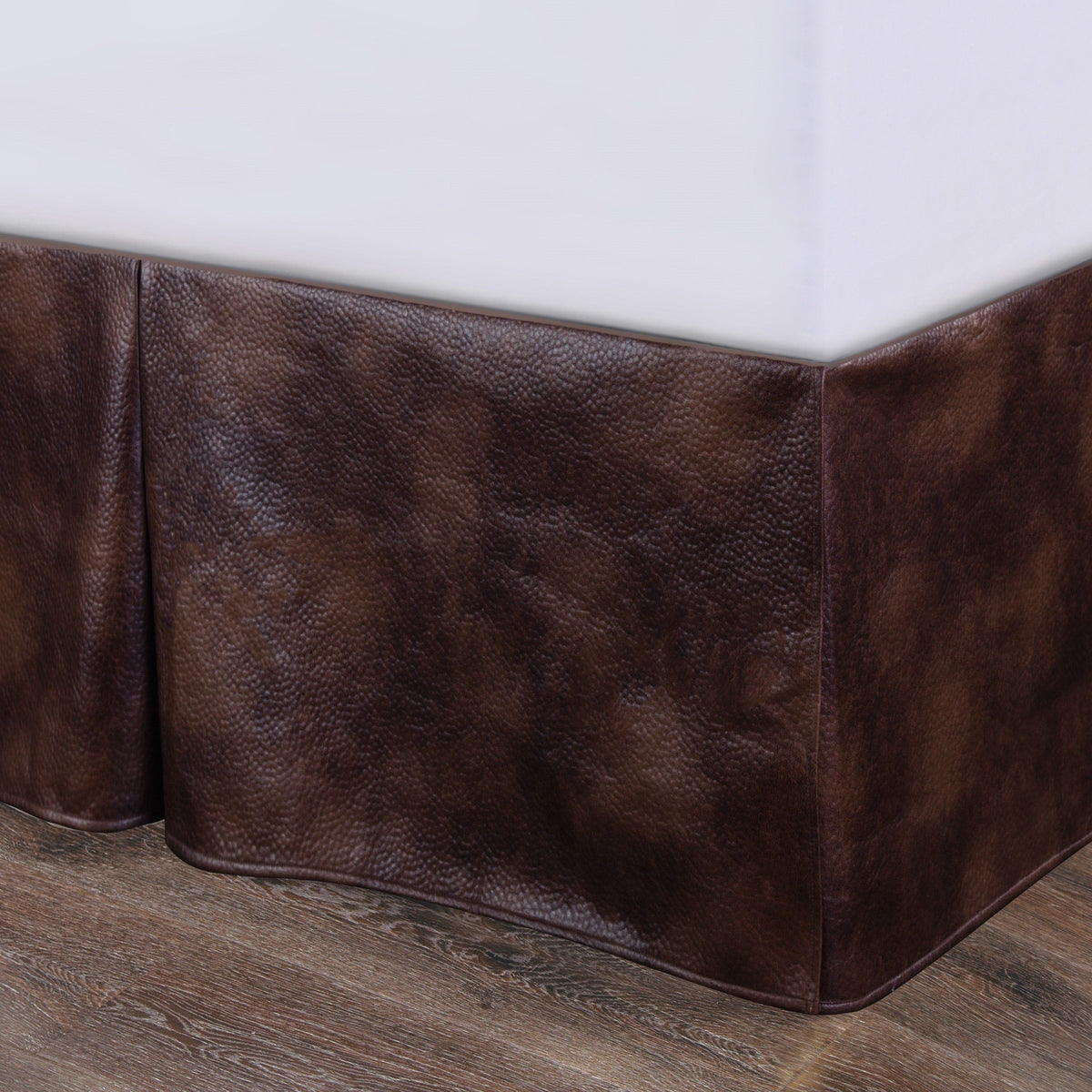 Brown Faux Leather Bed Skirt, King, 1PC