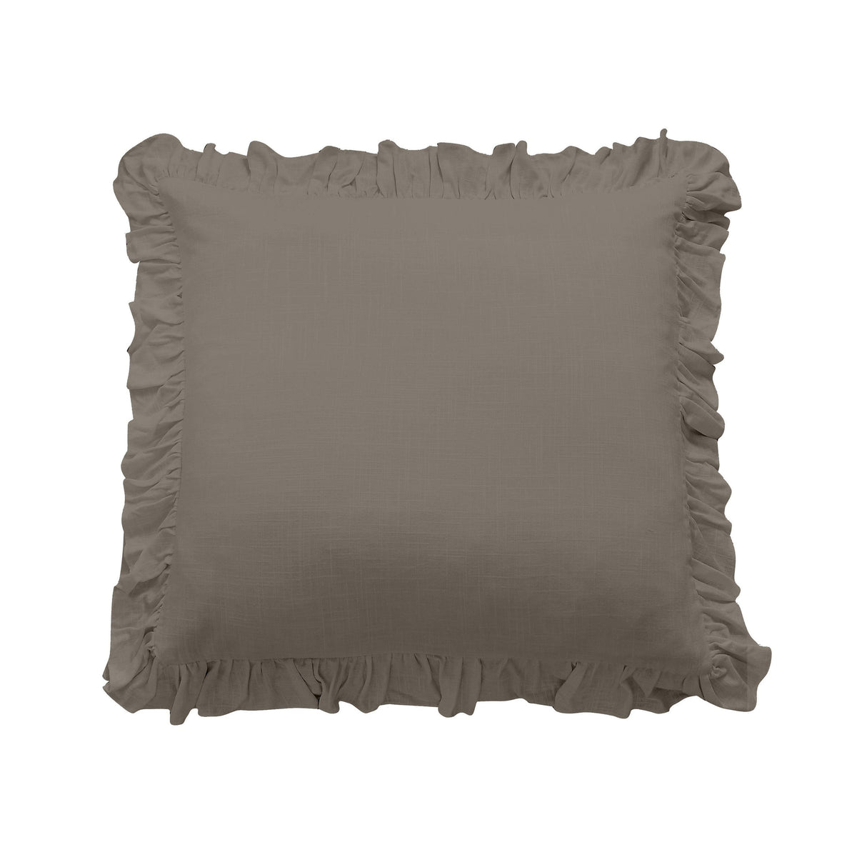 Lily Washed Linen Ruffled Euro Sham, 27" x 27", Taupe, 1PC