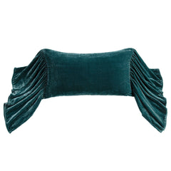 Stella Faux Silk Velvet Long Ruffled Pillow, 14" x 26", Storm Blue, 1PC