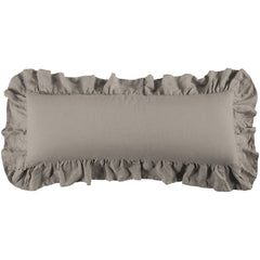 Luna Washed Linen Ruffled Lumbar Pillow, 14" x 36", Taupe, 1PC