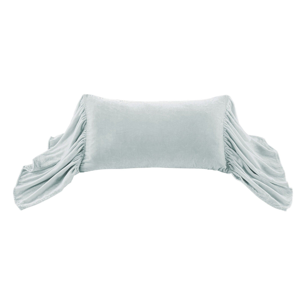 Stella Faux Silk Velvet Long Ruffled Pillow, 14" x 26", Icy Blue, 1PC
