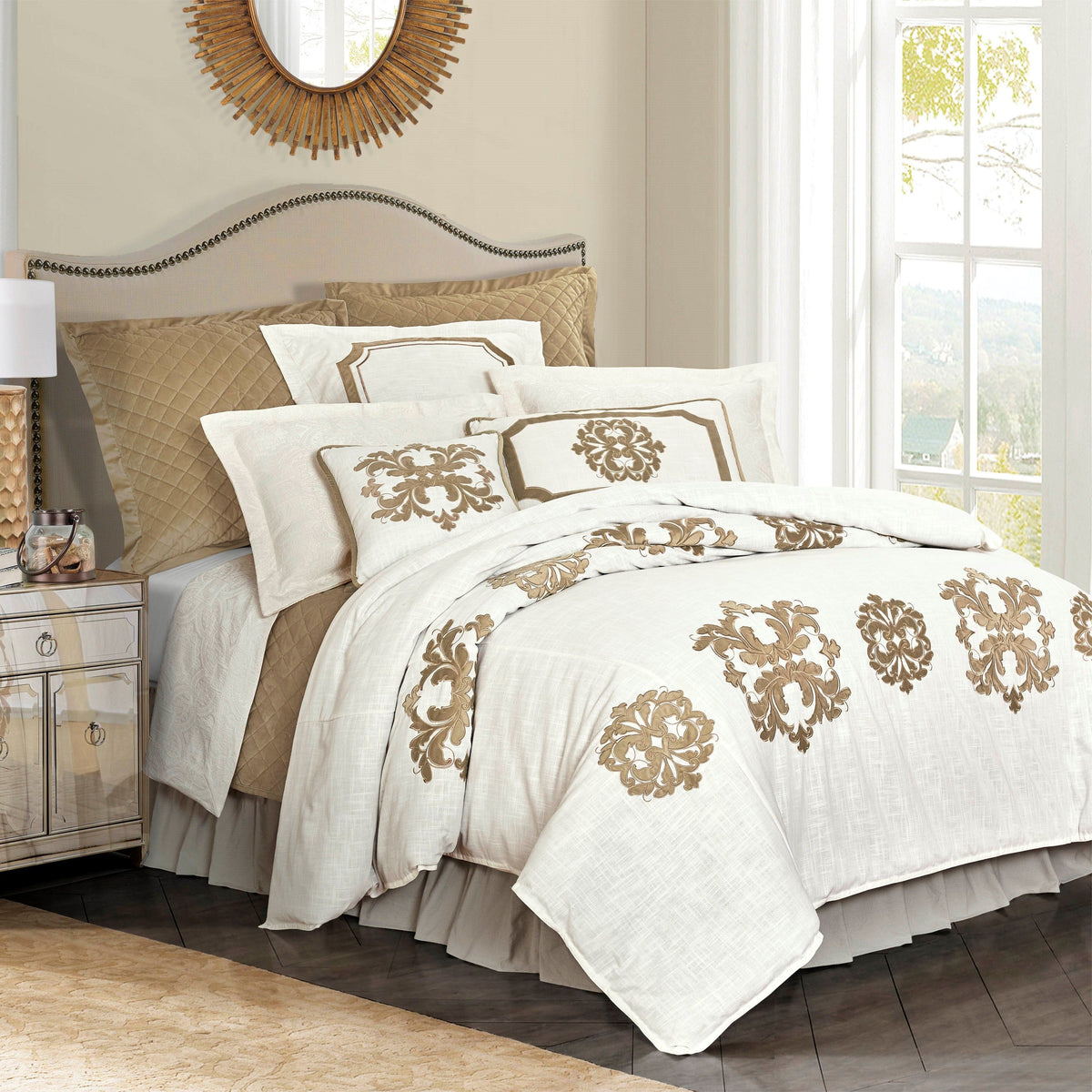 Madison Duvet Cover Set, Super Queen, Oatmeal, 5PC