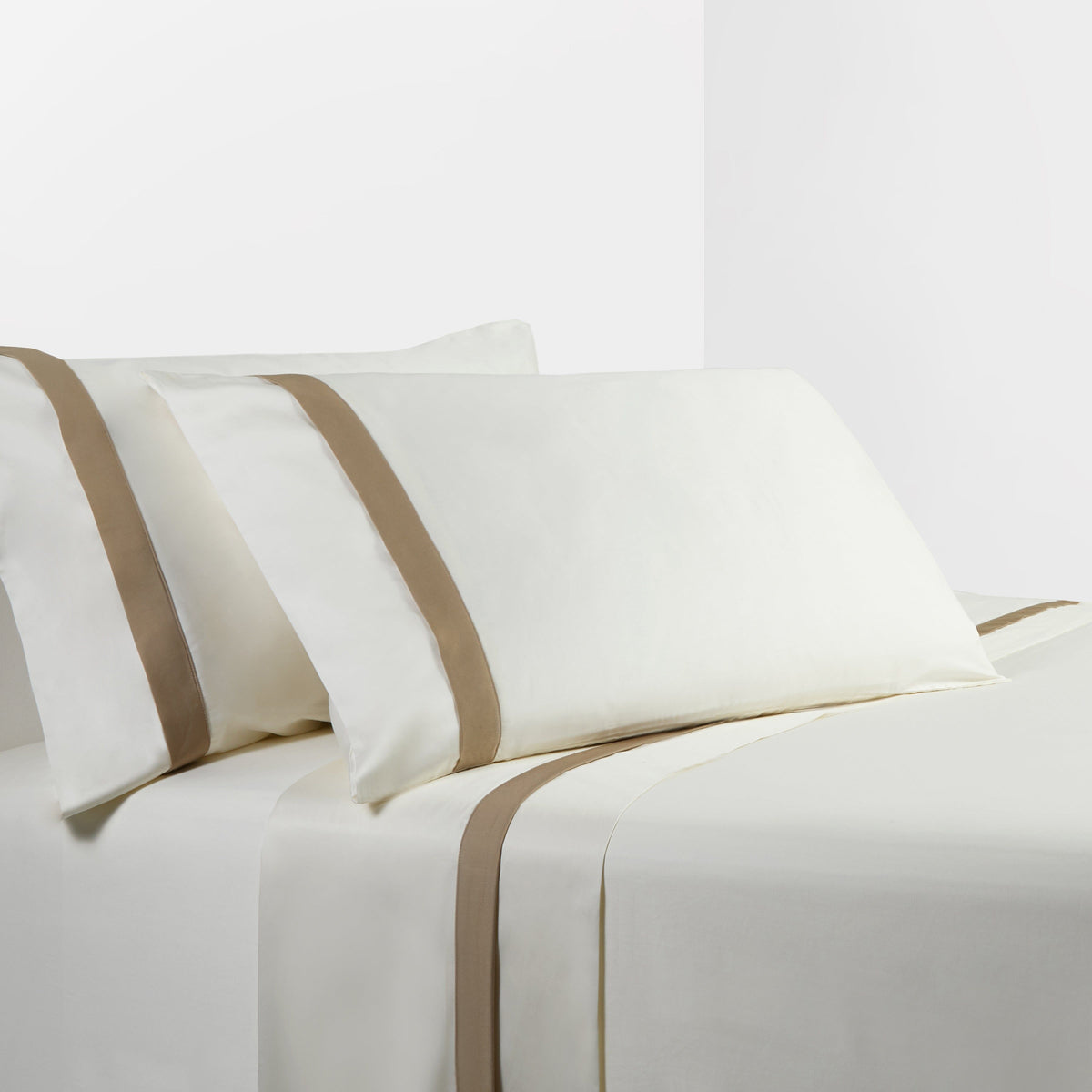 350TC Flange Design Sheet Set, King, Cream, 4PC