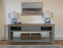 Alban - 1 Drawer Sofa Table - Sage Green & Brown