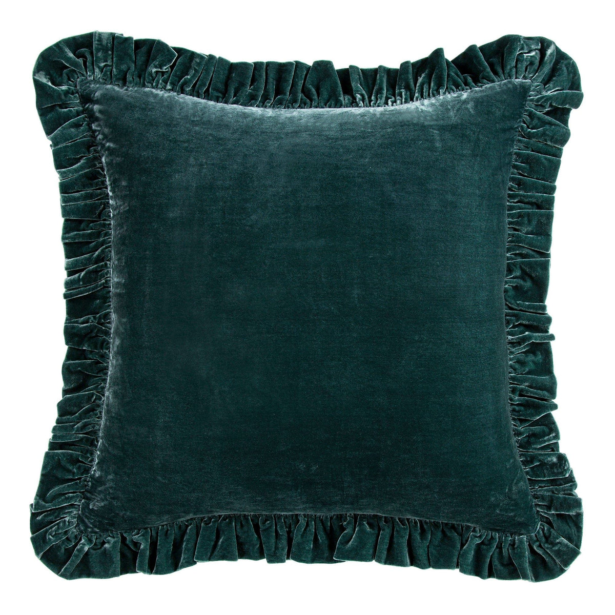 Stella Faux Silk Velvet Ruffled Euro Sham, 27" x 27", Storm Blue, 1PC