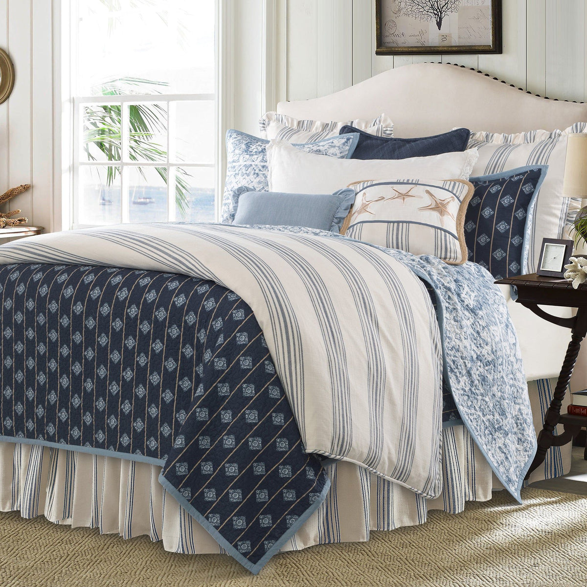 Prescott Comforter Set, Super Queen, Navy, 3PC