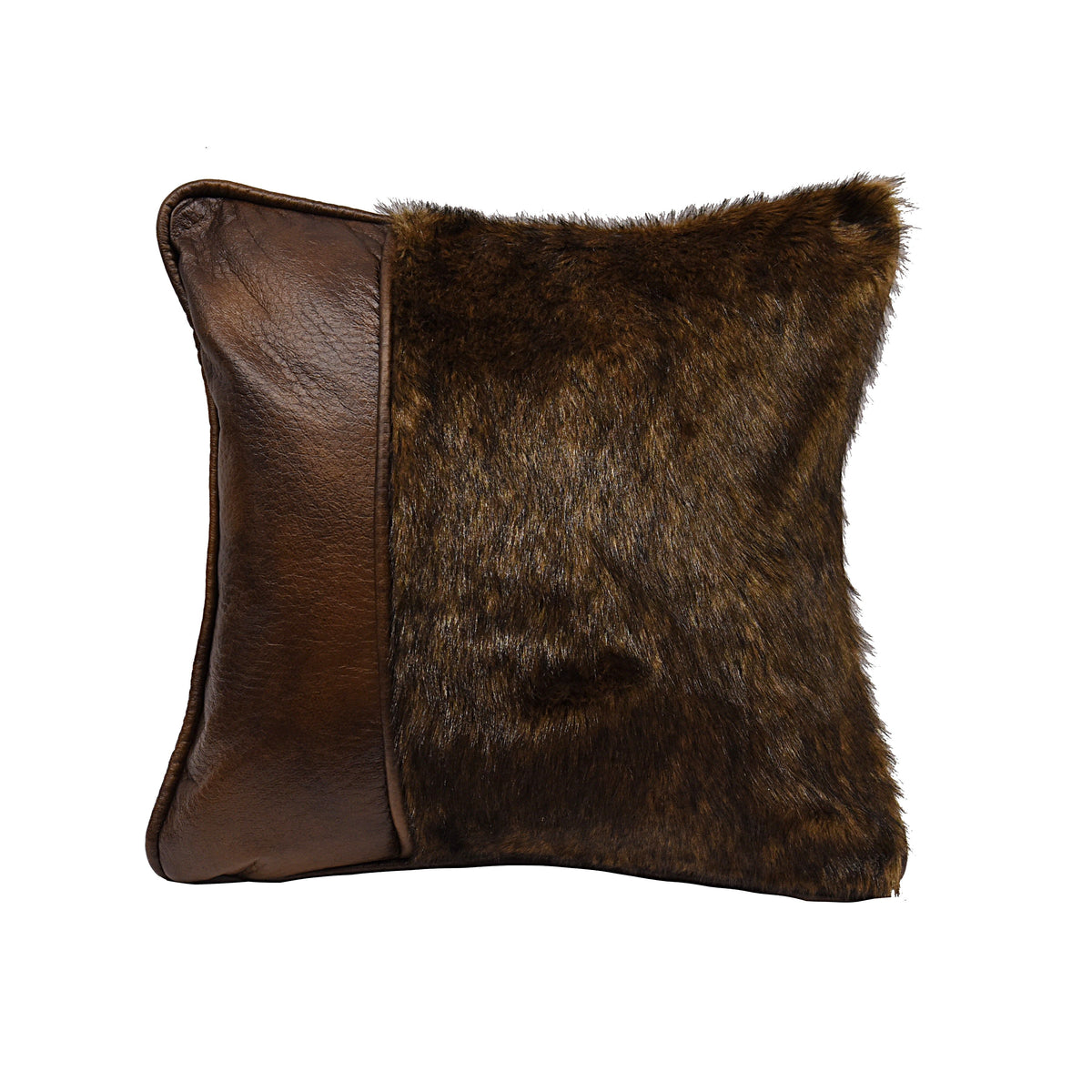 Faux Leather & Fur Throw Pillow, 18" x 18", 1PC