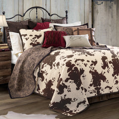 Elsa Cowhide Reversible Quilt Set, Twin, Chocolate, 2PC