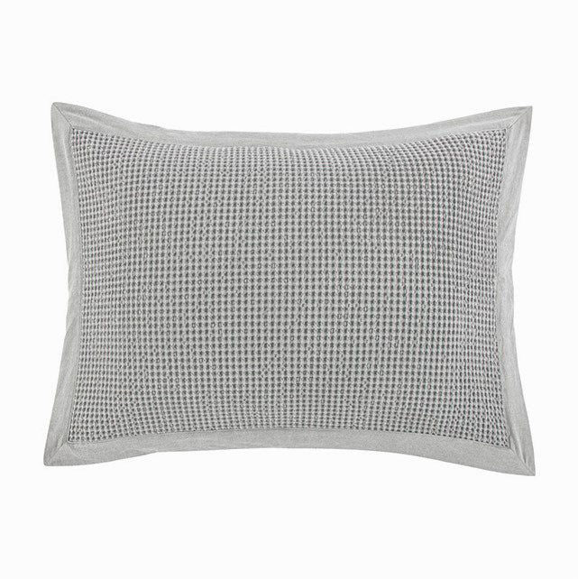 Stonewashed Cotton Waffle Weave Pillow Sham Set, 21" x 27", Gray, 2PC