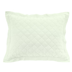 Linen Cotton Diamond Quilted Pillow Sham, 20" x 34", King, Sea Foam, 1PC