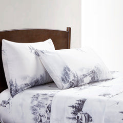 Ski Toile Lyocell Sheet Set, Twin, Gray, 3PC