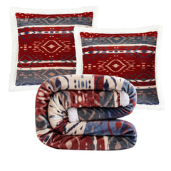 Home on the Range Aztec Campfire Sherpa Throw Set, 3PC