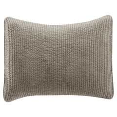 Stonewashed Cotton Velvet Quilted Pillow Sham, 21" x 27", Taupe, 1PC