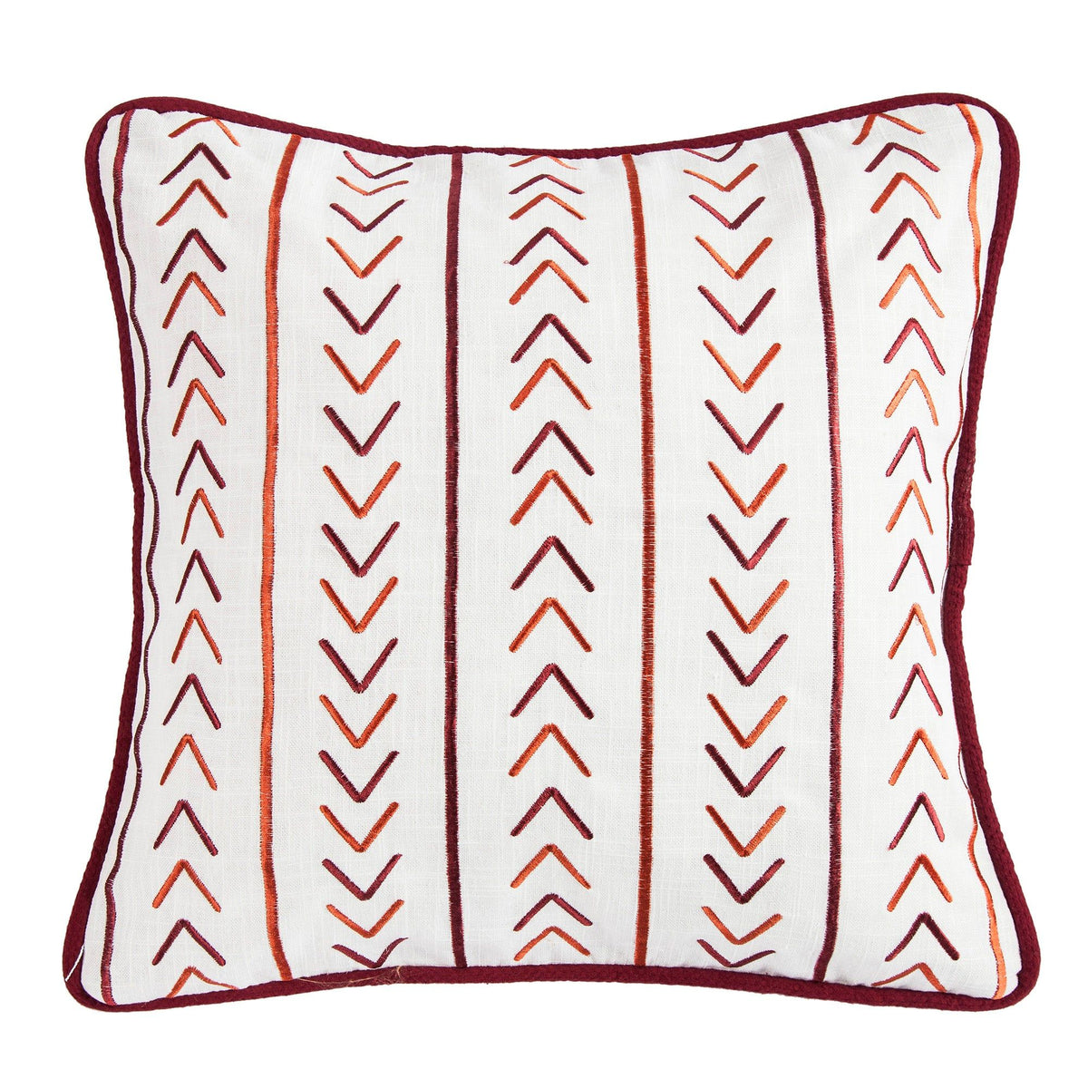 Solace Embroidered & Striped Throw Pillow, 18" x 18", 1PC