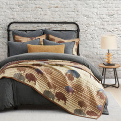 Home on the Range Reversible Quilt Set, King, Tan, 3PC