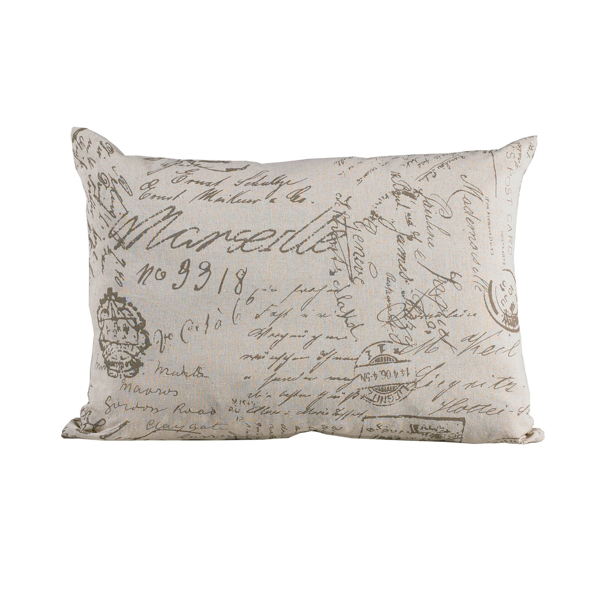 Fairfield Cream & Taupe Printed Linen Throw Pillow, 16" x 21", 1PC