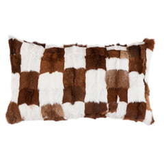 Goat Patched Hide Lumbar Pillow, 16" x 26", 1PC