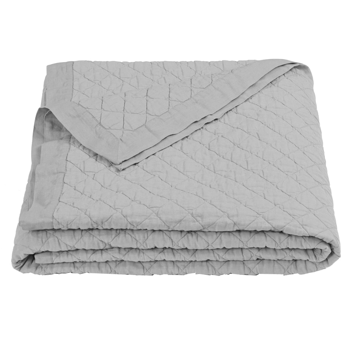 Linen Cotton Diamond Quilt, King, Gray, 1PC
