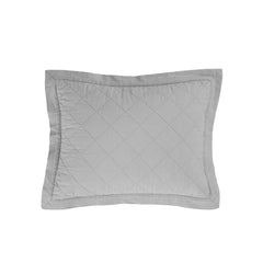 Linen Cotton Diamond Quilted Boudoir Pillow, 12" x 16", Gray, 1PC