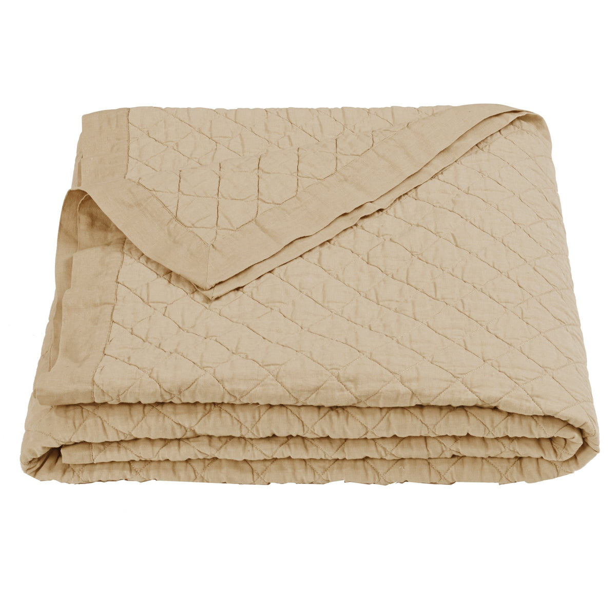 Linen Cotton Diamond Quilt, Full/Queen, Khaki, 1PC