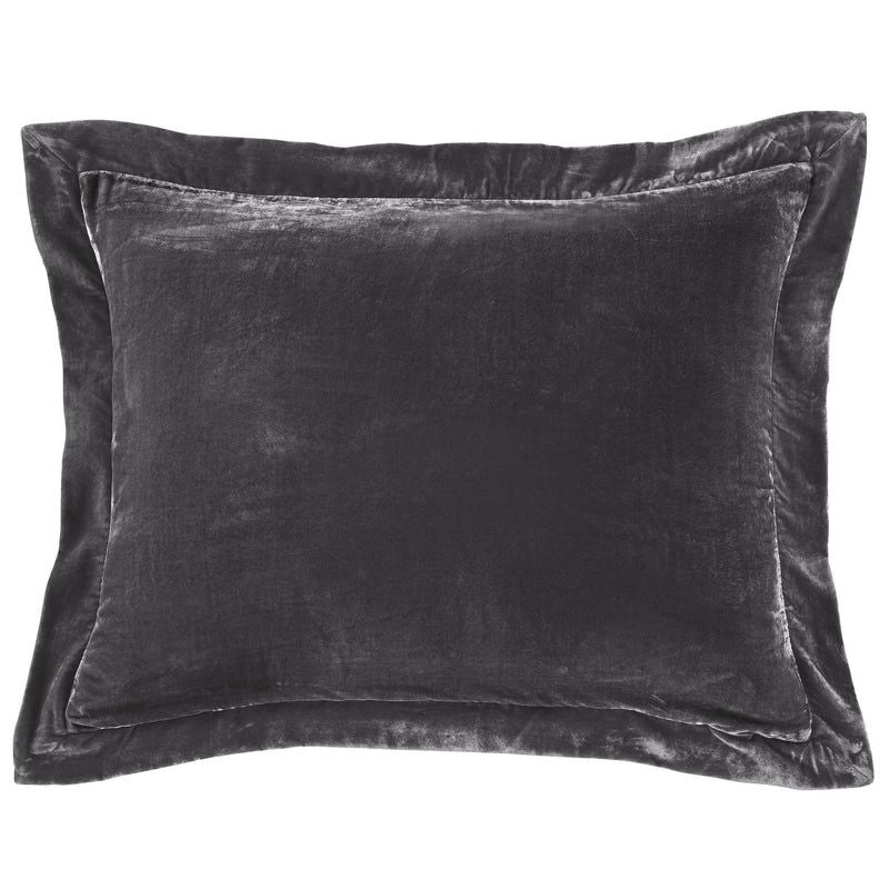 Stella Faux Silk Velvet Flanged Dutch Euro Pillow, 27" x 39", Fern Green, 1PC
