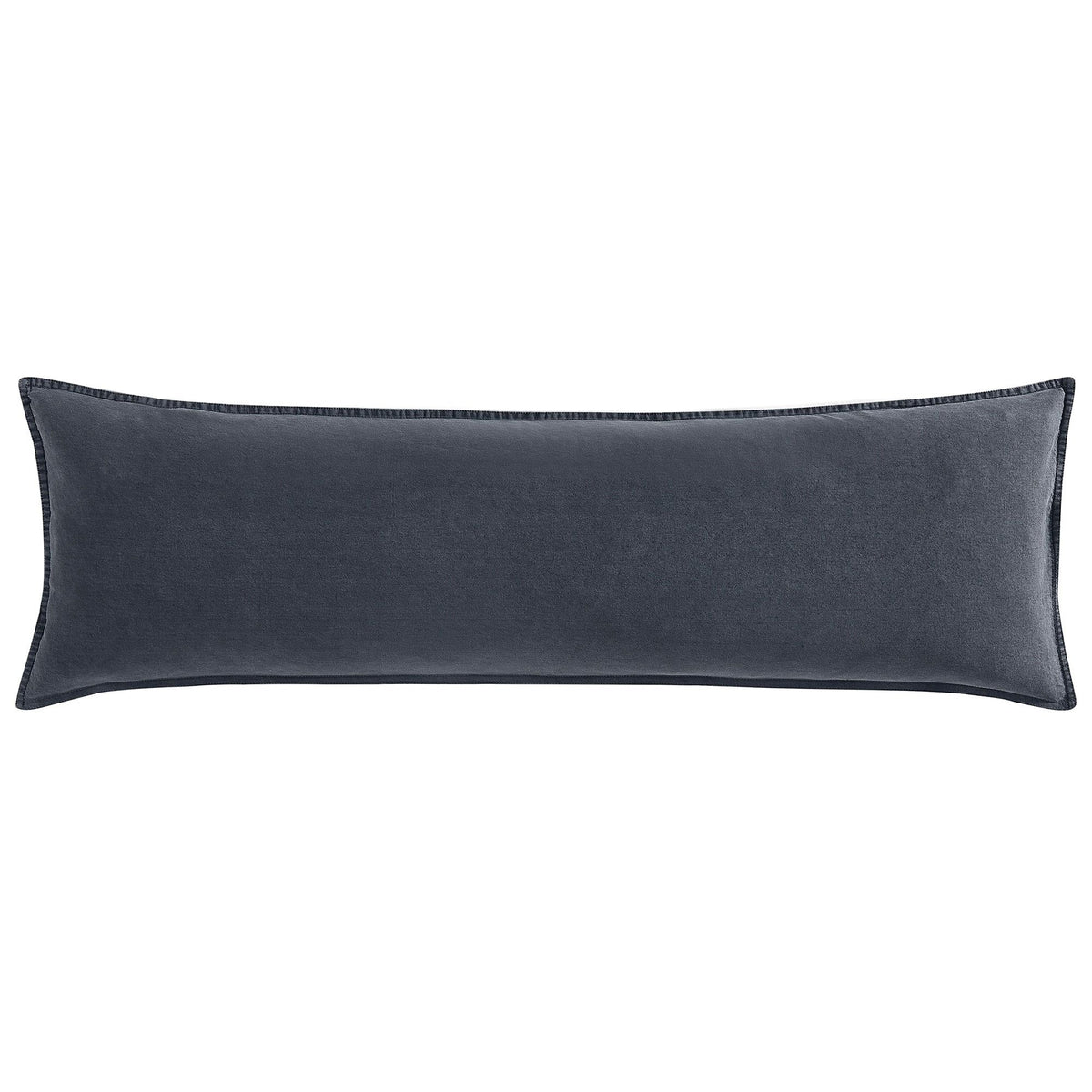 Stonewashed Cotton Canvas Long Lumbar Pillow, 14" x 42", Charcoal, 1PC