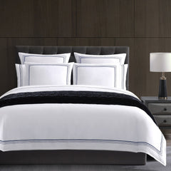 Embroidered Border Duvet Cover Set, Twin, Navy, 2PC