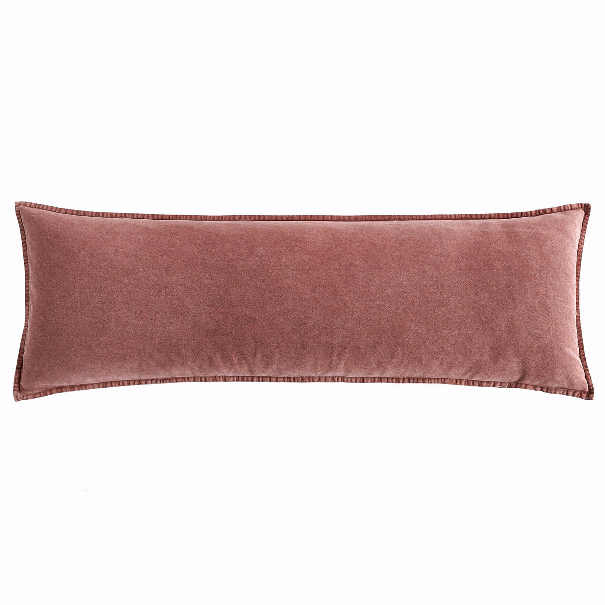 Stonewashed Cotton Canvas Long Lumbar Pillow, 14" x 42", Sarsaparilla, 1PC