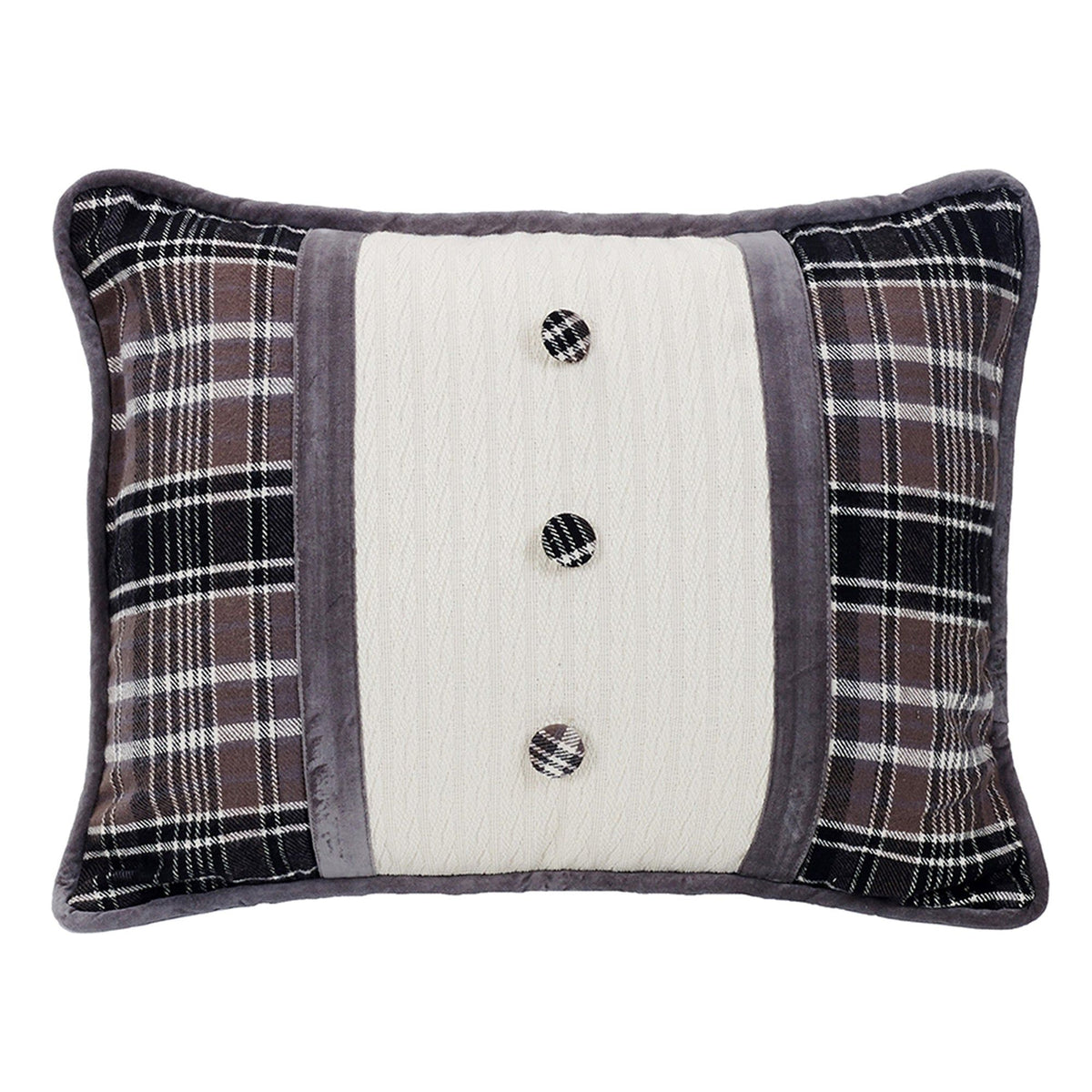 Whistler Cover Buttoned Velvet Oblong Pillow, 16" x 21", 1PC
