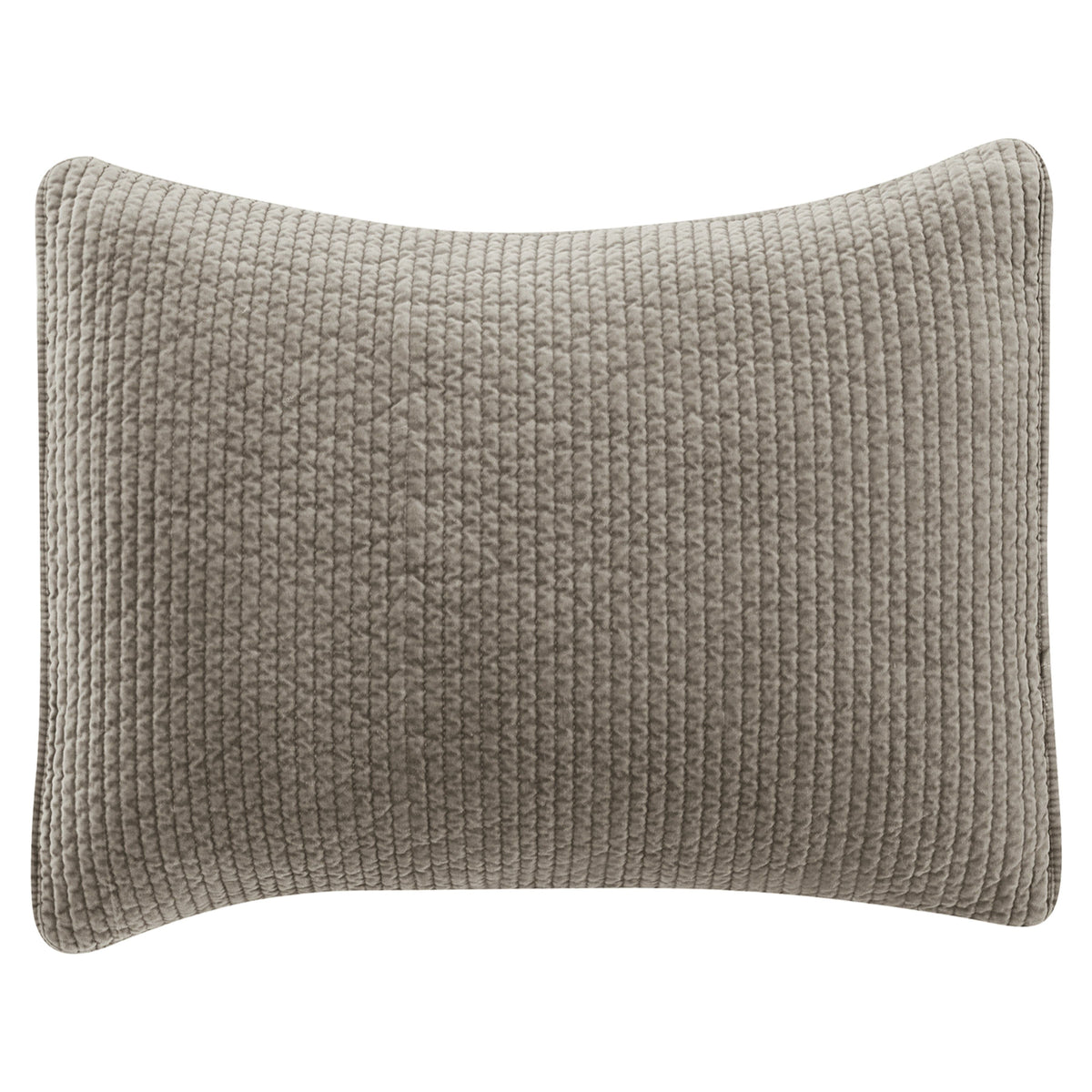 Stonewashed Cotton Velvet Quilted Pillow Sham, 21" x 34", Taupe, 1PC