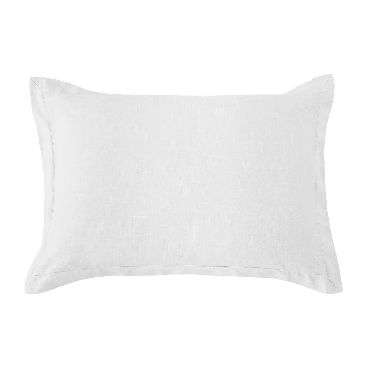 Hera Washed Linen Tailored Pillow Sham, 21" x 27", White, 1PC
