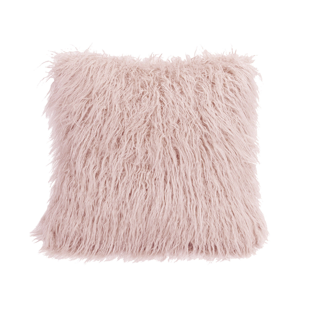 Mongolian Faux Fur Throw Pillow, 18" x 18", Blush, 1PC