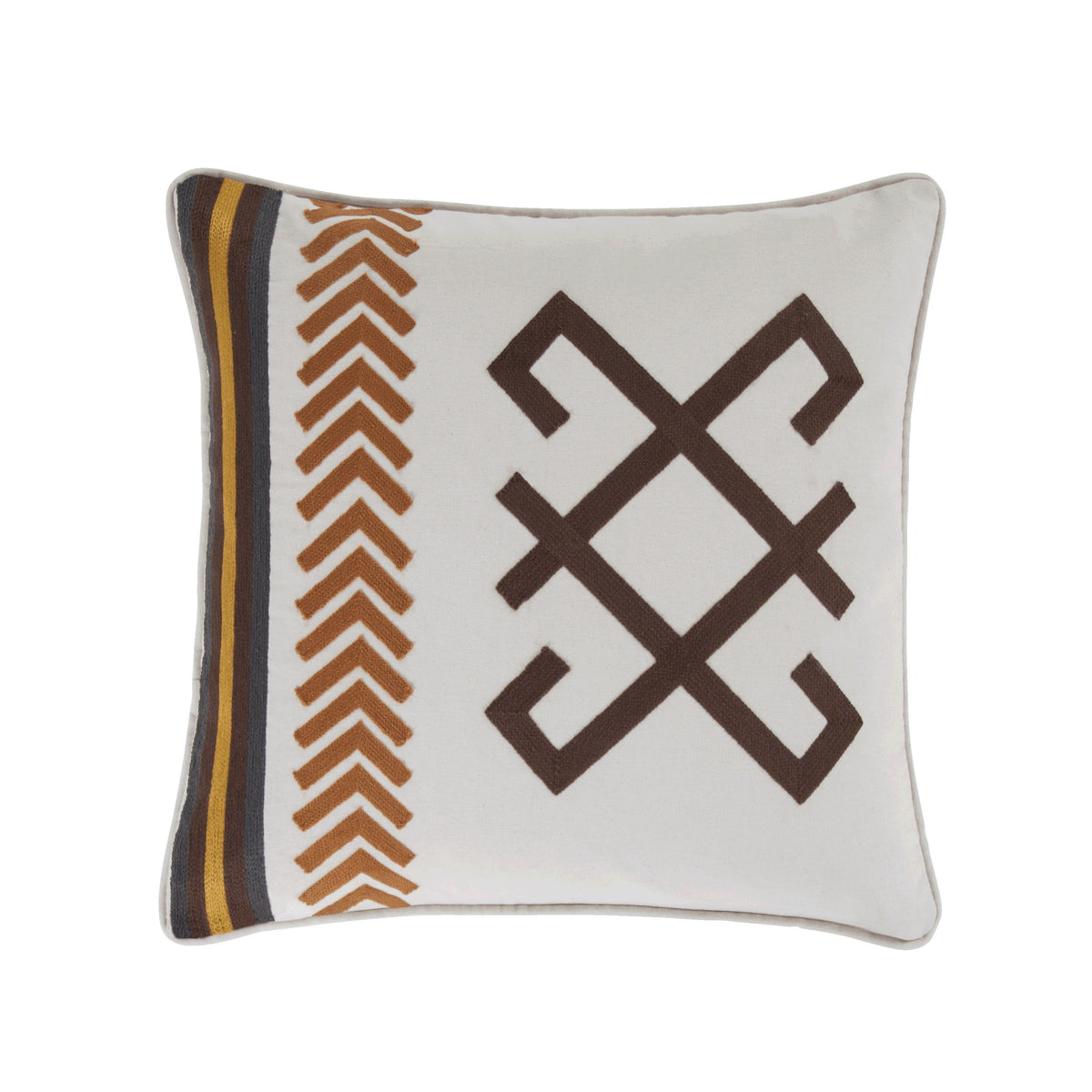 Toluca Canvas Embroidered Cotton Pillow, 18" x 18", 1PC