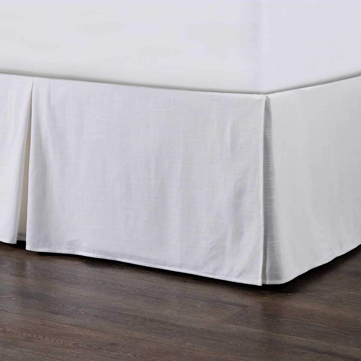 Hera Washed Linen Tailored Bed Skirt, King, White, 1PC