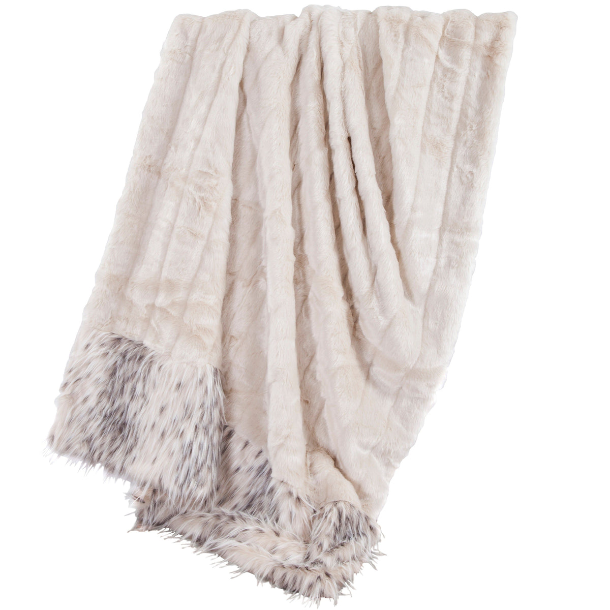 White Faux Mink & Snow Leopard Oversized Throw Blanket, 50" x 80", 1PC