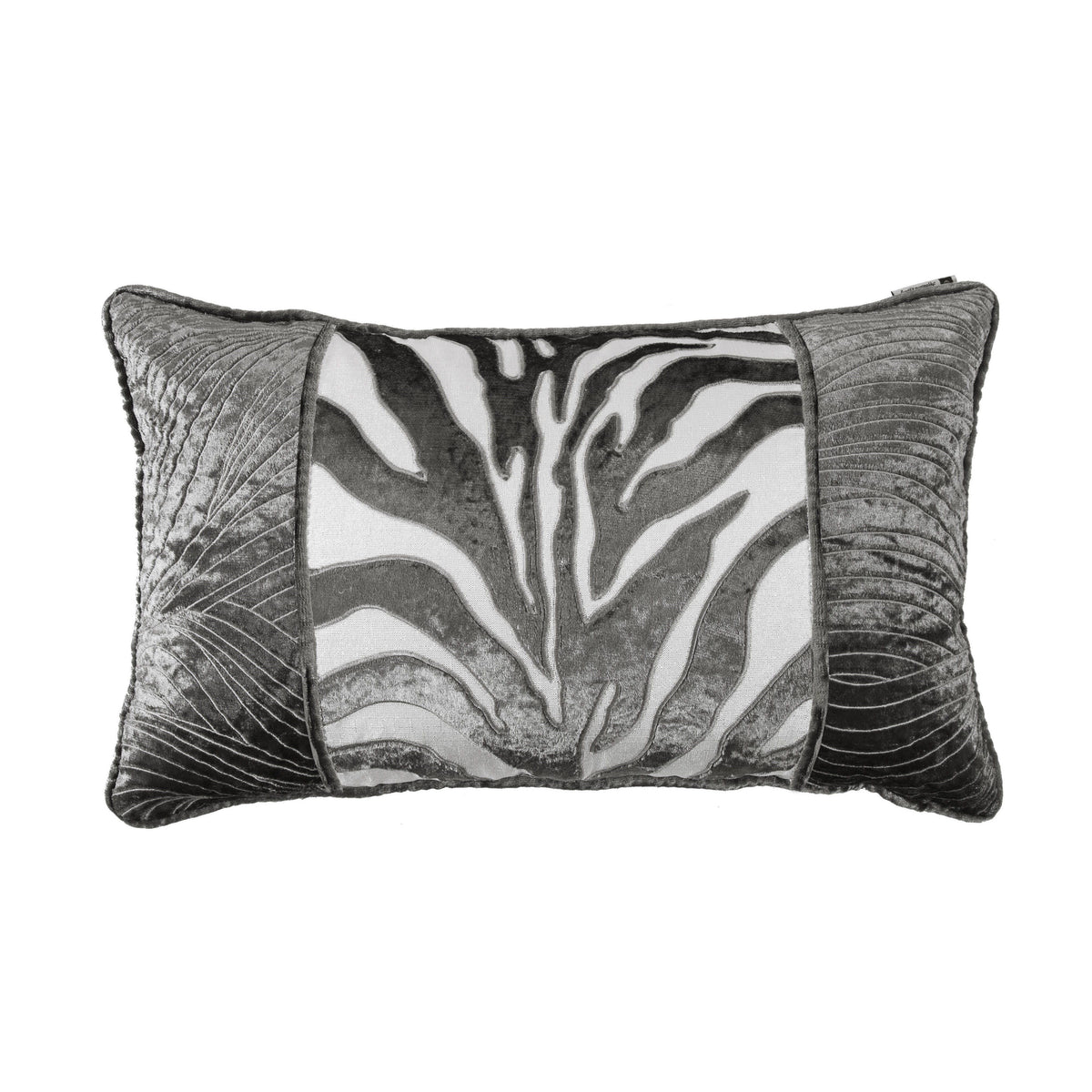 Celeste Zebra Appliqué & Wave Embroidery Pillow, 16" x 26", 1PC
